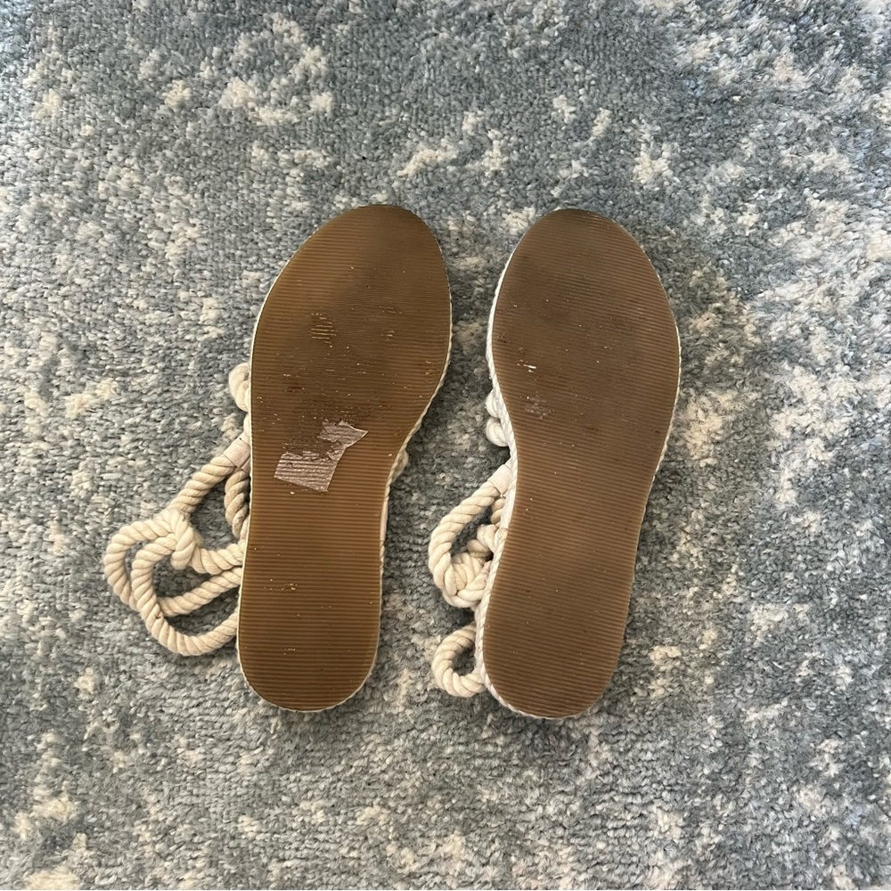 Women's Cream Rope Sandals - Picture 4 of 5
